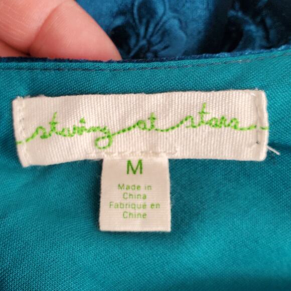 Anthro Staring At Stars Blue Velvet Crop Top M Cocktail Holiday Festival Party - Picture 4 of 10